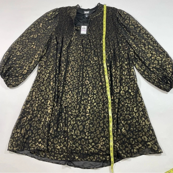 New DKNY Pleated Metallic Animal Print Dress - Picture 6 of 7